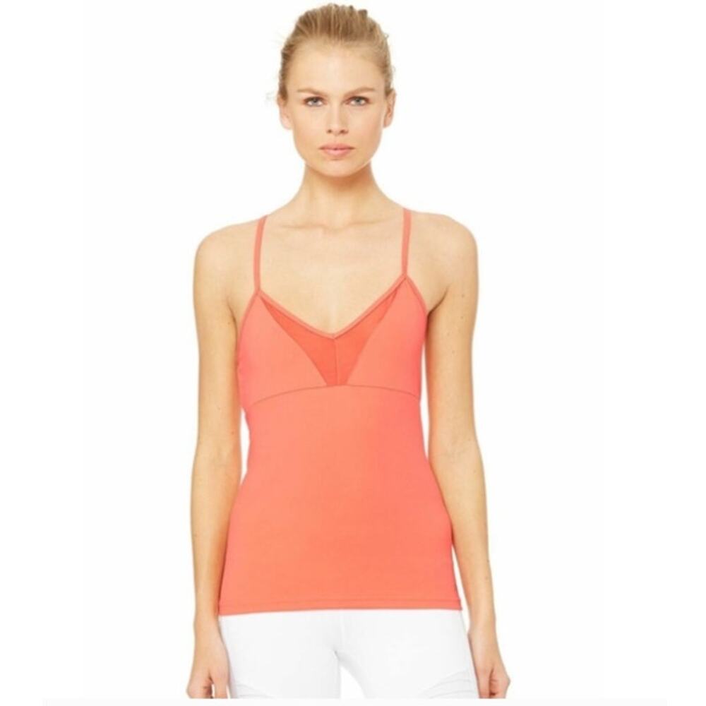NEW! ALO Yoga Linear Bra Tank in GUAVA (S)